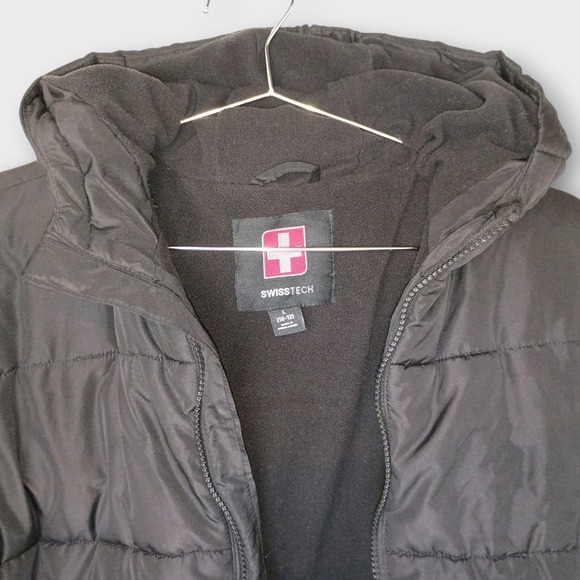 Swiss Tech Sz L Kids Puffer Jacket with Hood Full Zip Lightweight Ski Outdoors - Picture 6 of 6